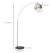 Lampadaire Ylie arc design métal chromé noir