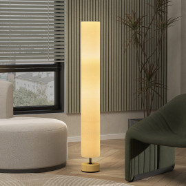 Lampadaire Alisouenne sur pied colonne bois contemporain beige