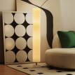 Lampadaire Alisouenne sur pied colonne bois contemporain beige