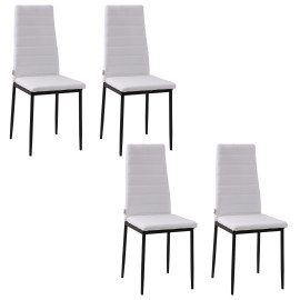 Lot de 4 chaises de salle à manger Dayinane design tissu blanc