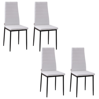 Lot de 4 chaises de salle à manger Dayinane design tissu blanc