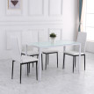 Lot de 4 chaises de salle à manger Dayinane design tissu blanc