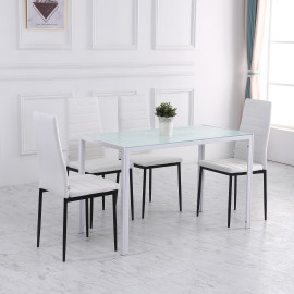 Lot de 4 chaises de salle à manger Dayinane design tissu blanc