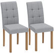 Calvailac Lot de 2 chaises de salle à manger bois clair tissu effet lin gris