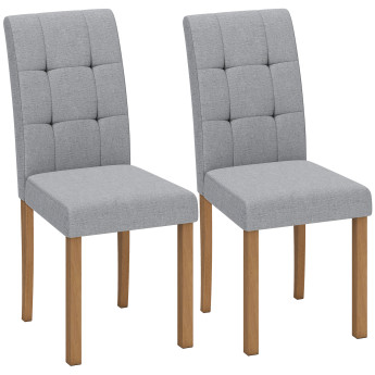 Calvailac Lot de 2 chaises de salle à manger bois clair tissu effet lin gris