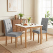 Calvailac Lot de 2 chaises de salle à manger bois clair tissu effet lin gris