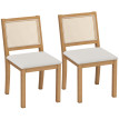 Lot de 2 chaises de salle à manger Melinville bois rotin blanc cassé