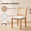 Lot de 2 chaises de salle à manger Melinville bois rotin blanc cassé