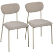 Tailmont Chaises de salle à manger empilables acier tissu lin grège