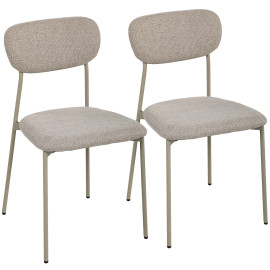 Tailmont Chaises de salle à manger empilables acier tissu lin grège