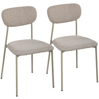 Tailmont Chaises de salle à manger empilables acier tissu lin grège
