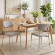 Tailmont Chaises de salle à manger empilables acier tissu lin grège