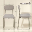 Tailmont Chaises de salle à manger empilables acier tissu lin grège