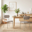 Tailmont Chaises de salle à manger empilables acier tissu lin grège