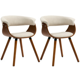 Chaise de salle à manger Lanertacourt dossier incurvé effet lin beige