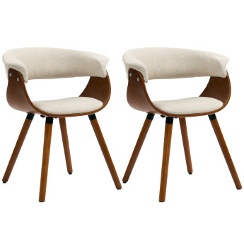 Chaise de salle à manger Lanertacourt dossier incurvé effet lin beige
