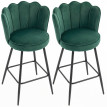 Tabourets de bar Soliicourt velours coquillage vert