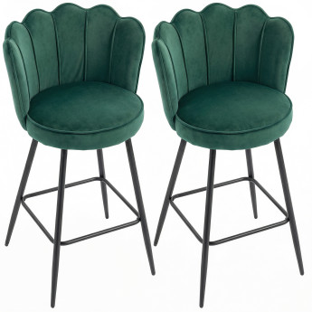Tabourets de bar Soliicourt velours coquillage vert