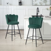 Tabourets de bar Soliicourt velours coquillage vert