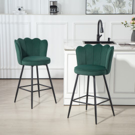 Tabourets de bar Soliicourt velours coquillage vert