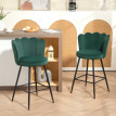 Tabourets de bar Soliicourt velours coquillage vert