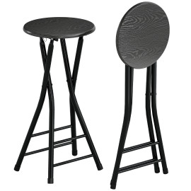 Tabourets de bar pliables Kerseanlac effet bois noir