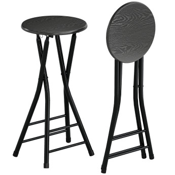 Tabourets de bar pliables Kerseanlac effet bois noir