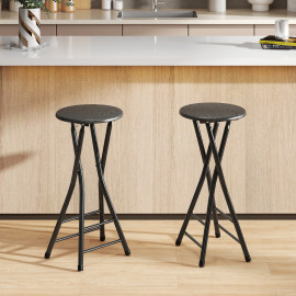 Tabourets de bar pliables Kerseanlac effet bois noir
