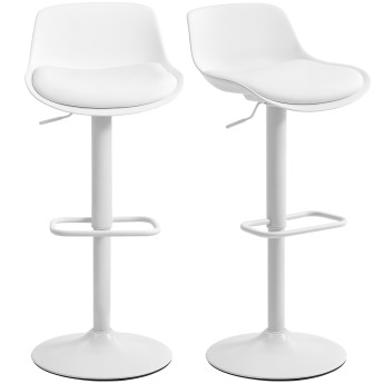 Tabourets de bar Lansur pivotants réglables lot de 2 blanc