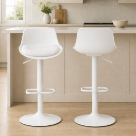 Tabourets de bar Lansur pivotants réglables lot de 2 blanc
