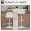 Tabourets de bar Lansur pivotants réglables lot de 2 blanc