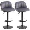 Tabourets de bar Valoler velours réglables gris