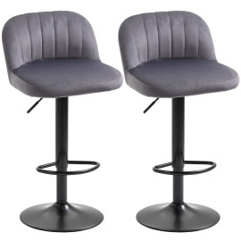 Tabourets de bar Valoler velours réglables gris