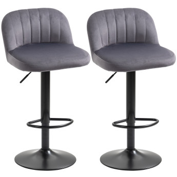 Tabourets de bar Valoler velours réglables gris