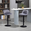 Tabourets de bar Valoler velours réglables gris