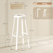 Leina Lot de 2 tabourets de bar métal PVC dossier bois naturel blanc