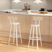 Leina Lot de 2 tabourets de bar métal PVC dossier bois naturel blanc