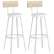 Leina Lot de 2 tabourets de bar métal PVC dossier bois naturel blanc