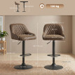 Tabouret de bar Lanouie vintage chesterfield réglable marron foncé