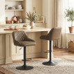 Tabouret de bar Lanouie vintage chesterfield réglable marron foncé