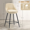 Quinseenmont chaises de bar velours côtelé pivotantes beige