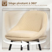 Quinseenmont chaises de bar velours côtelé pivotantes beige