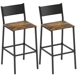 Pelès tabourets de bar industriels brun rustique et noir