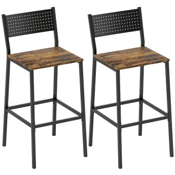 Pelès tabourets de bar industriels brun rustique et noir