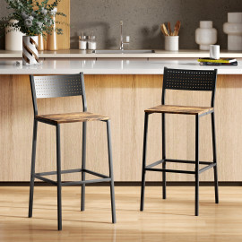 Pelès tabourets de bar industriels brun rustique et noir