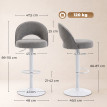 Saolor tabourets de bar pivotants réglables chenille gris
