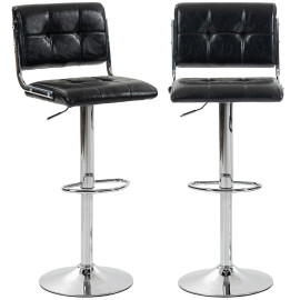 Lot de 2 tabourets de bar Delon style Chesterfield noir