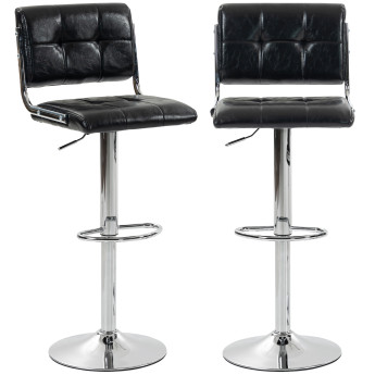 Lot de 2 tabourets de bar Delon style Chesterfield noir