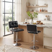 Lot de 2 tabourets de bar Delon style Chesterfield noir