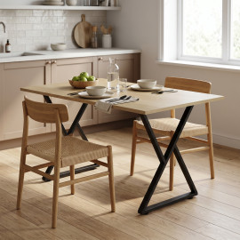 Pieds de table Norvaot industriels en croix acier noir